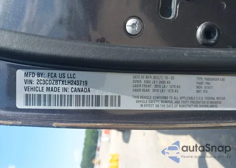 2020 Dodge Challenger R/T from USA, damaged, VIN 2C3CDZBTXLH243719